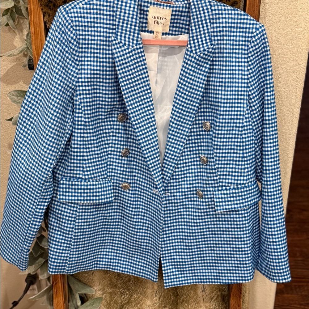 Autres Filles Blue Gingham Double-Breasted Blazer
